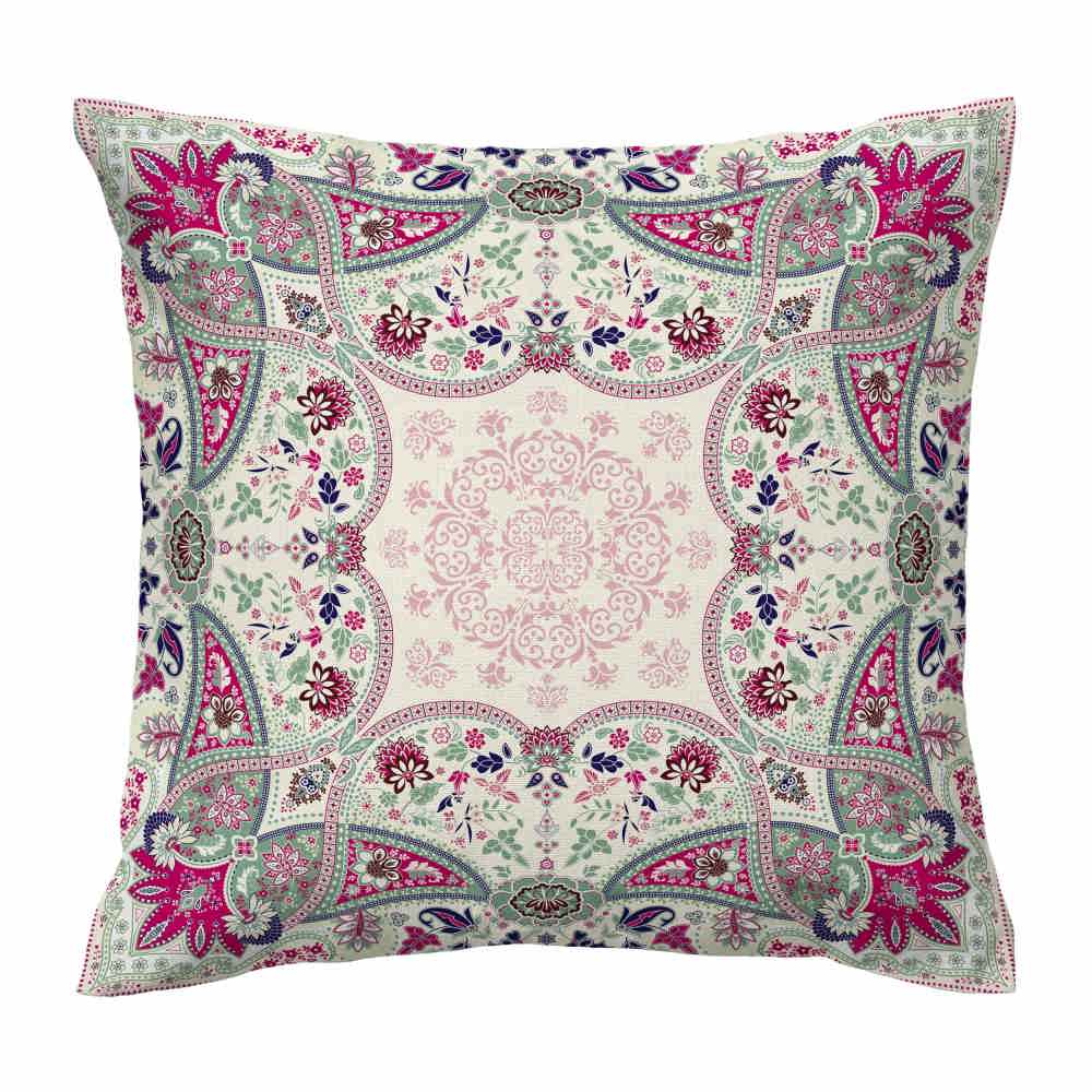 Crème Etnische Velvet Kussenhoezen – Sonati Ontwerp (Set van 2)