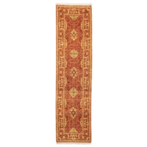 Handgeknoopt Perzisch Shiraz Khorshid Loper (Qashqai Geometrisch Medaillon) – Oranje Wol