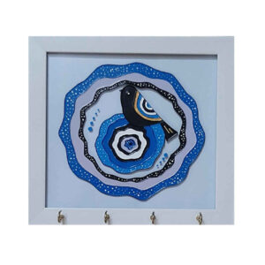 Decoratieve houten wand-sleutelhanger met ontwerp Cheshm Nazar EH22