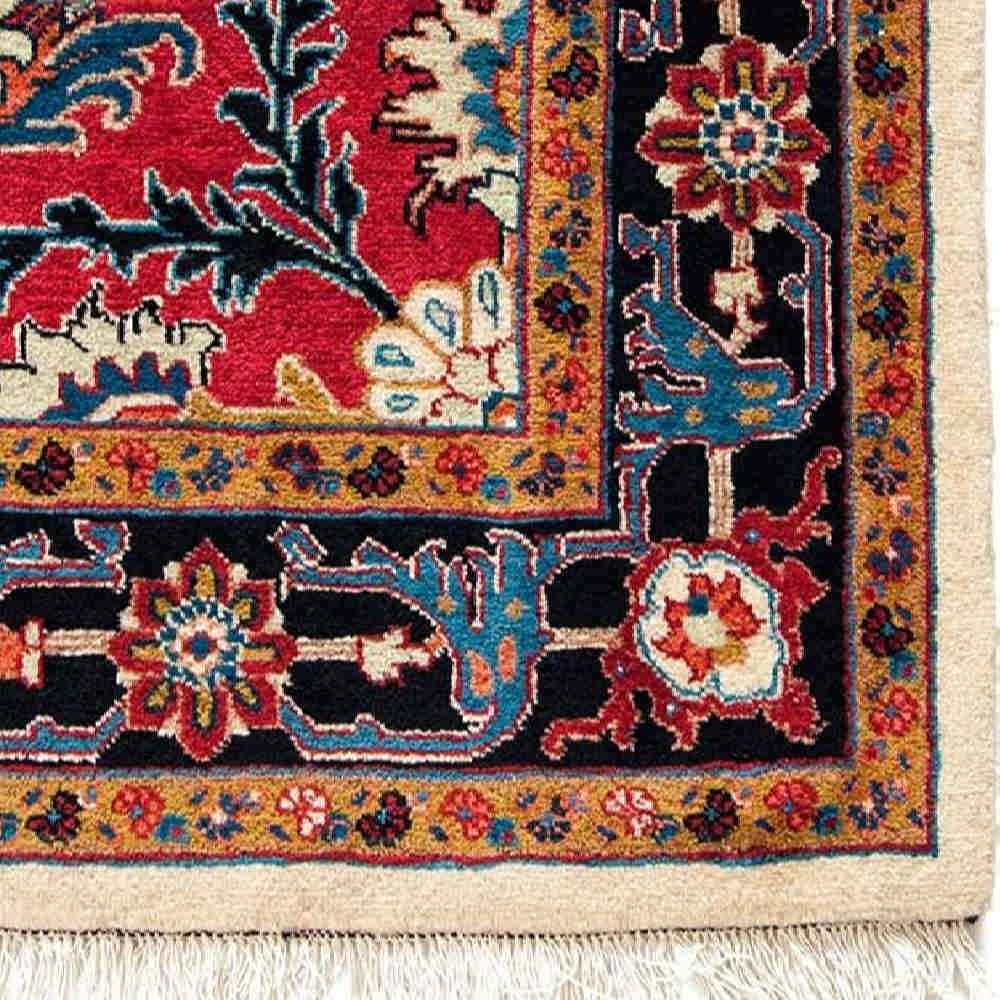 Handgeknoopt Perzisch Heriz Atoosa Loper (Klassiek Bloemenmedaillon) – Rode Wol