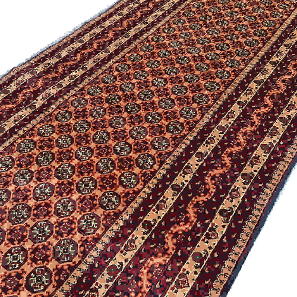 Handgeknoopt Perzisch Kamand Loper (Tribaal Mahi / Herati Patroon) – Bruine Korkwol