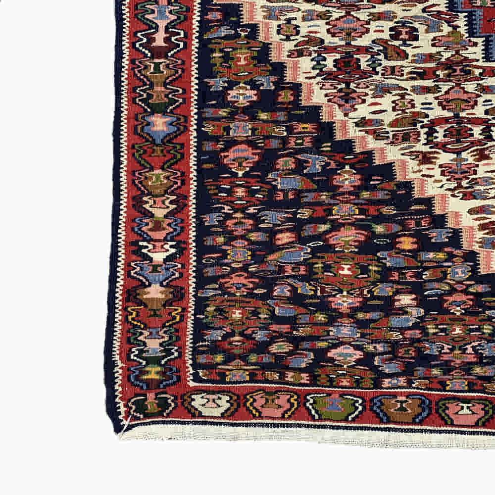 Ahoo Perzisch Kelim-tapijt, traditioneel geometrisch uit Sanandaj