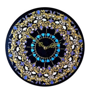 Glas-in-lood Wandklok met Bloemenpatroon Model Khoram