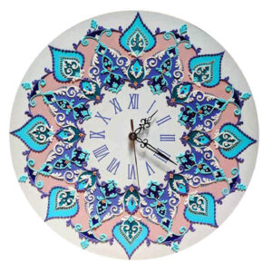 Glas-in-lood Wandklok met Bloemenpatroon Model Maral
