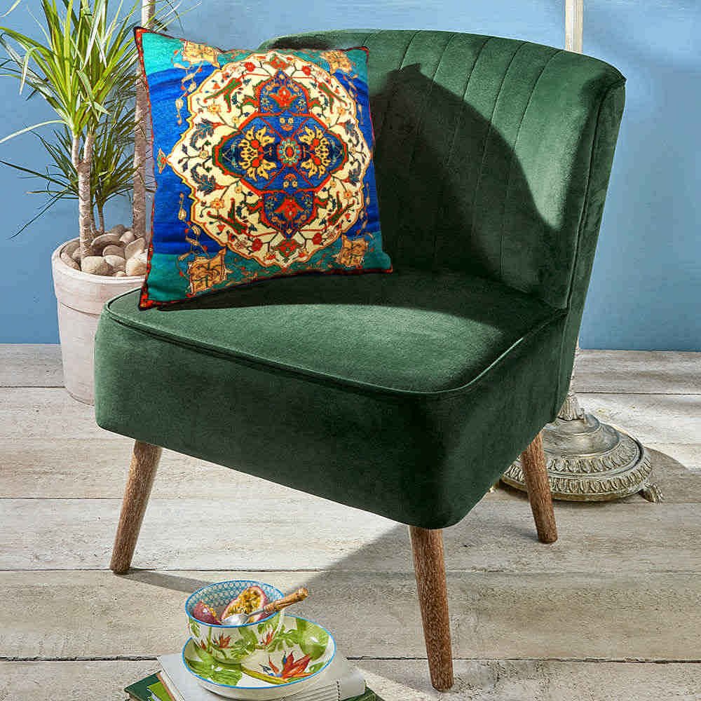 Blauwe Etnische Velvet Kussenhoezen – Haris Model (Set van 2)