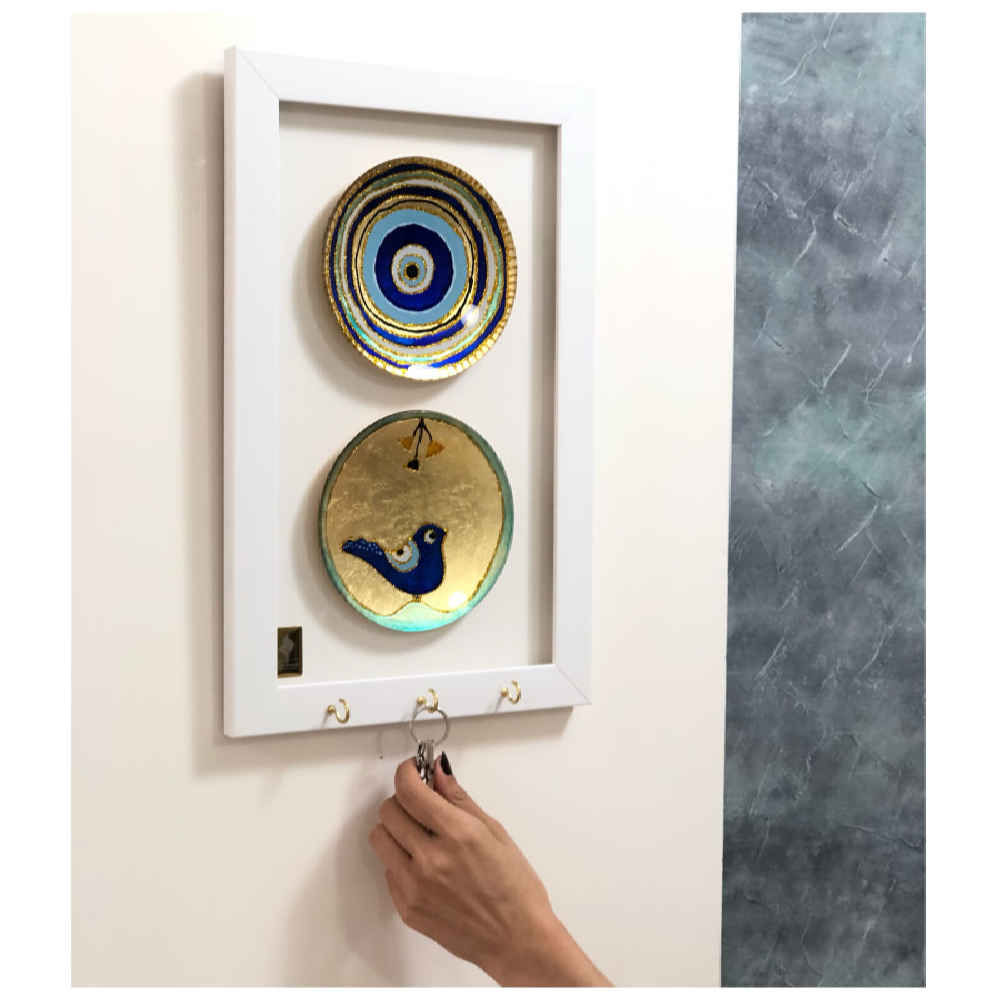 Decoratieve wand-sleutelhouder met ontwerp Cheshm Nazar 02