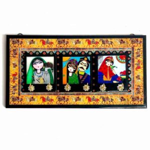 Handgemaakte Perzische houten wand-sleutelhanger Model Khatoon