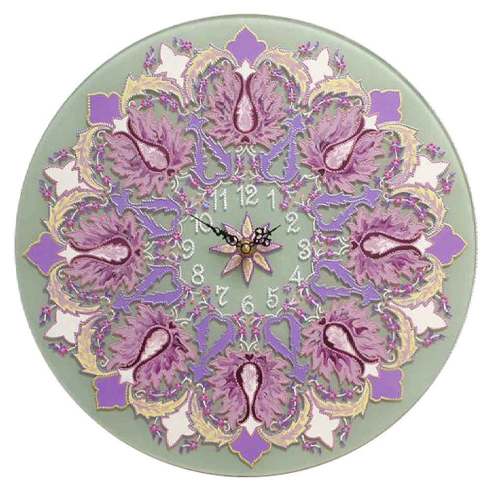 Glas-in-lood Wandklok met Bloemenpatroon Nasim