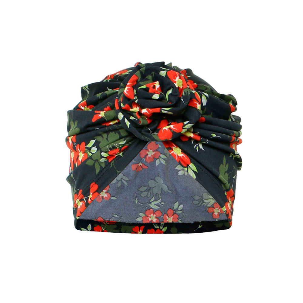 Set van 3 Hoofddoek Tulbanden – Model Flower Zwart