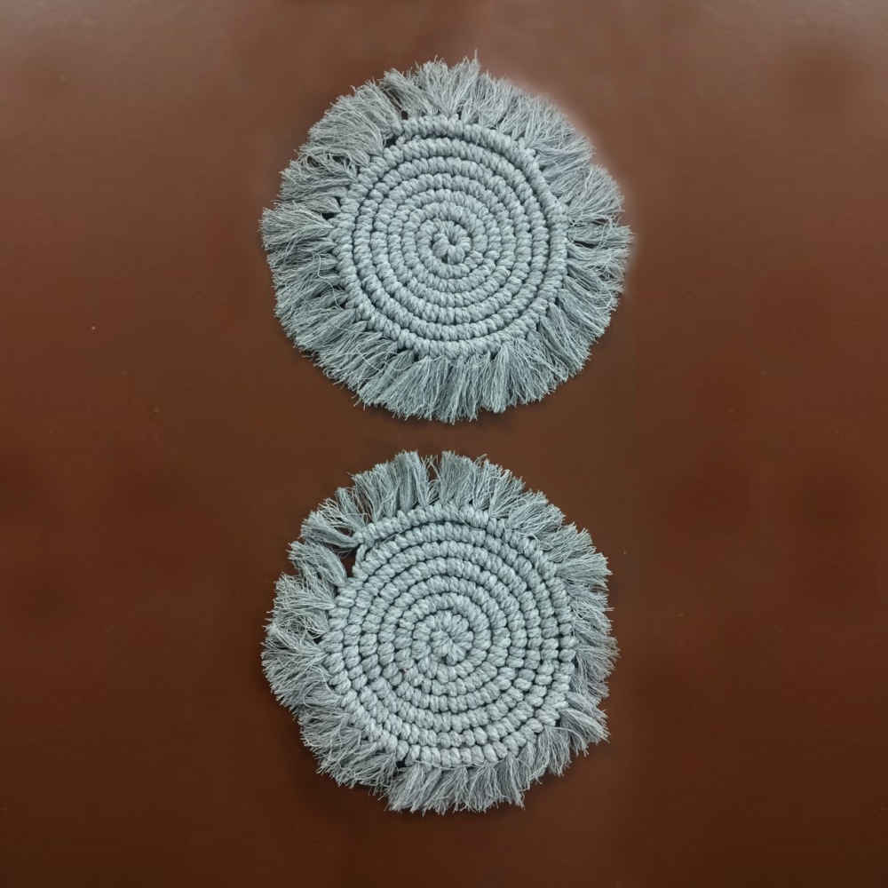 Set van 4 Handgemaakte Macramé Placemats – Rond Design