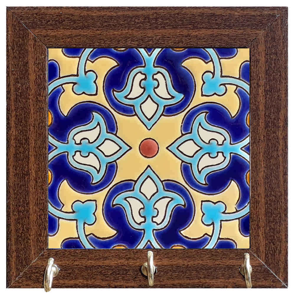 Keramische wand-sleutelhanger – met houten frame & Model Tegel