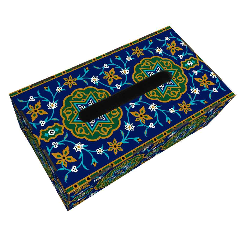 Rustieke Houten Tissuebox Hoes Azadeh – Perzisch Bloemenpatroon
