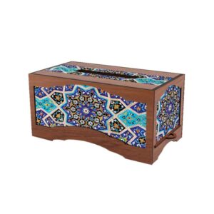 Rustieke Houten Tissuebox – Geometrisch Tegelontwerp