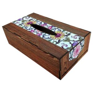 Houten Tissuebox Cover Bloemontwerp – Rustieke Perzische Stijl