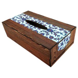 Rustieke Houten Tissuebox Hoes Golasa – Bloemen Perzische Stijl