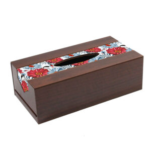 Rustieke Houten Tissuebox Hoes Golnaz – Elegant Bloemenontwerp