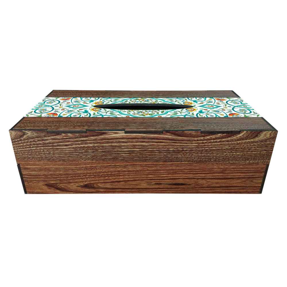 Rustieke Houten Tissuebox Hoes Jooya – Geometrisch Patroon