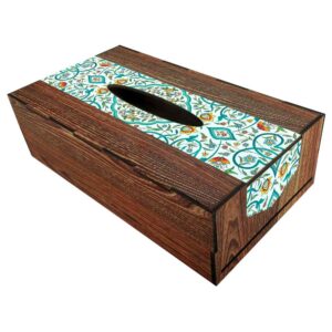 Rustieke Houten Tissuebox Hoes Jooya – Geometrisch Patroon