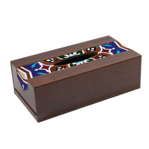Rustieke Houten Tissuebox Hoes Maral – Geometrisch Patroon