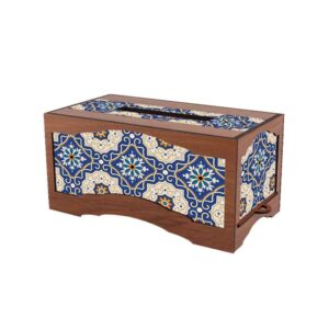 Rustieke Houten Tissuebox – Model Sayeh Geometrisch