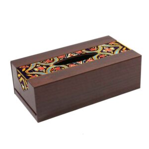 Rustieke Houten Tissuebox – Geometrisch Tegelontwerp
