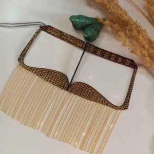 Handgemaakte Strass Battoulah Masker – Golf Burqa Gouden Model
