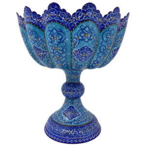 Decoratieve Koperen Kom Handbeschilderd met Perzisch Minakari Emaille Gohar