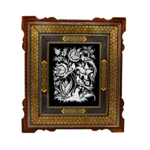 Handgemaakt Ingelijst Perzisch Gegraveerd Koperkunstwerk Samin – Traditionele Wanddecoratie
