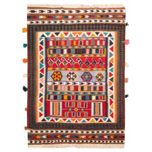 Perzisch Wol Kilim Tapijt Handgeweven in Fars Traditioneel Atrin