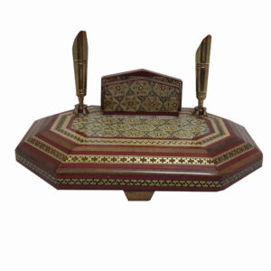Luxe Houten Pennenhouder – Khatamkari Modiriat Patroon