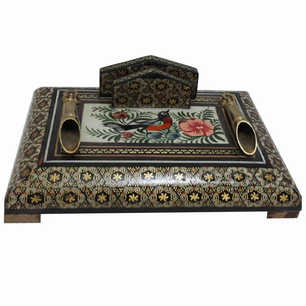 Elegante Khatamkari houten pennenhouder