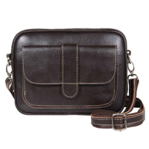 Handgemaakte Leren Crossbody Tas – Khazan Editie (Zwart)