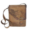 Handgemaakte Leren Crossbody Tas – Perzisch Gedicht Design