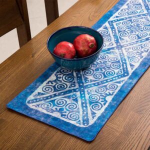 Perzische Fluwelen Tafelloper Parto – Blauw Kunstzinnig