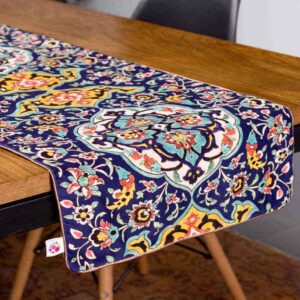 Perzische Fluwelen Tafelloper Sayeh – Blauw Modern Design