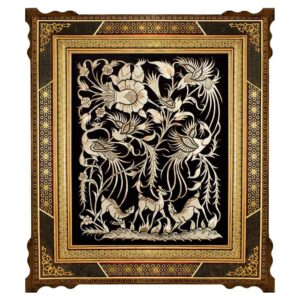 Handgemaakt Ingelijst Perzisch Gegraveerd Koperkunstwerk Gooya – Traditionele Wanddecoratie