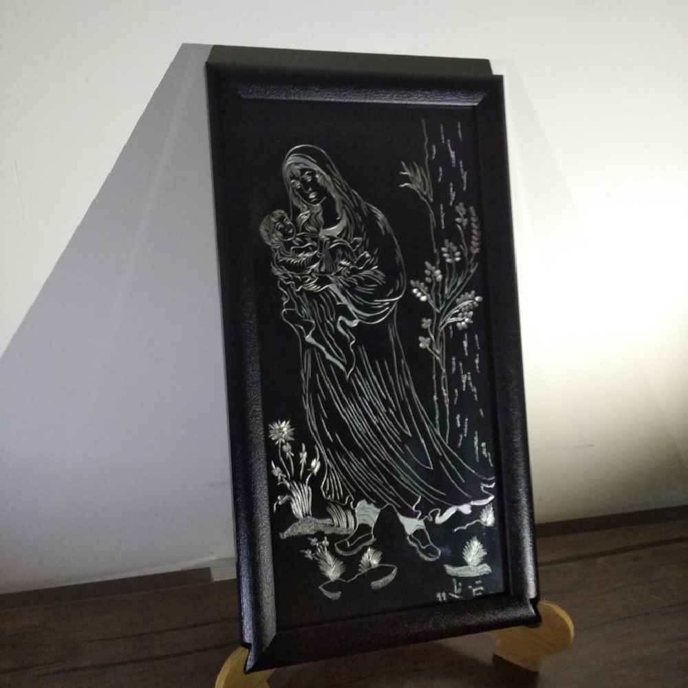 Ingelijst Perzisch gegraveerd metalen kunstwerk – Madar