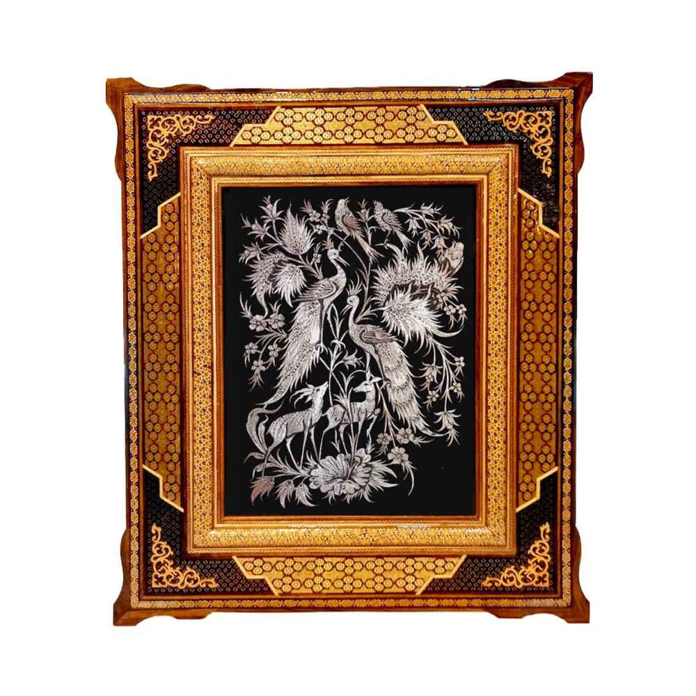 Handgemaakt Ingelijst Perzisch Gegraveerd Koperkunstwerk Zoha – Traditionele Wanddecoratie