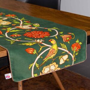 Perzische Fluwelen Tafelloper Zina – Groen Kunstzinnig