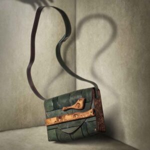 Handgemaakte Leren Crossbody Tas – Vogels Ontwerp