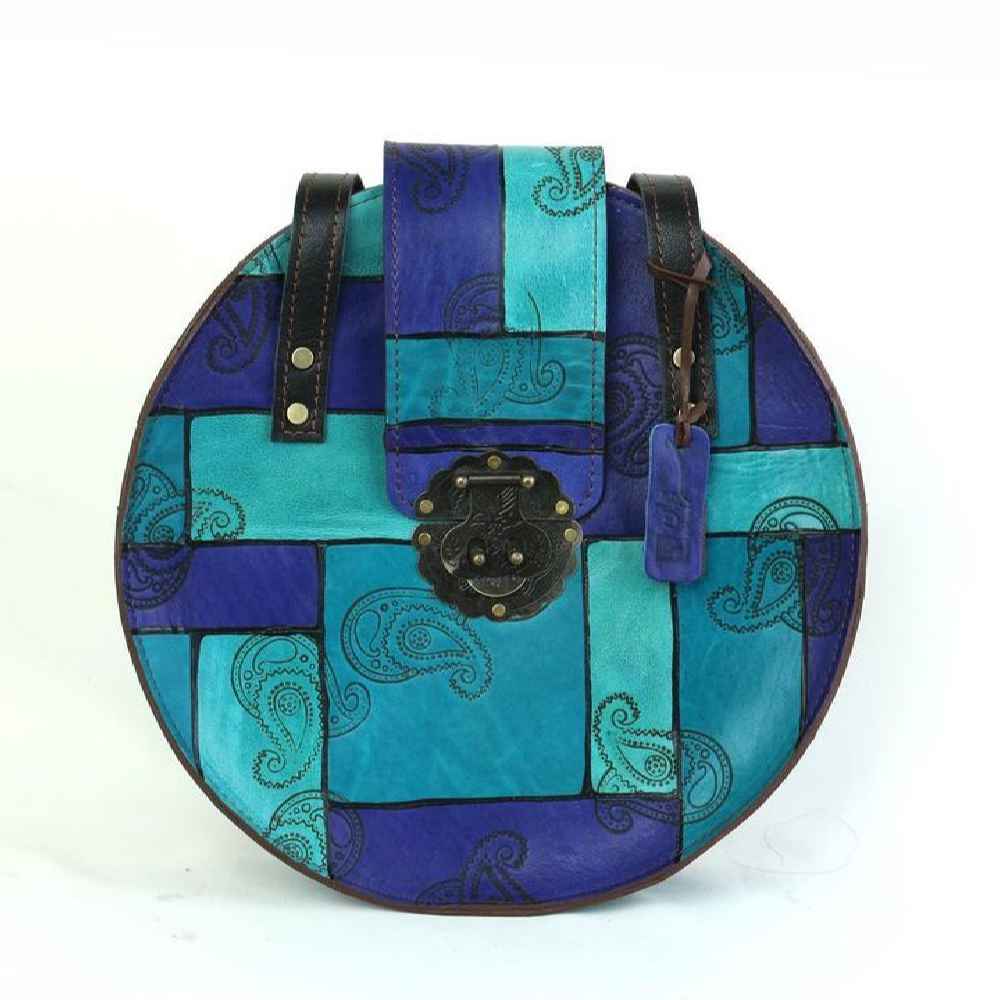 Handgemaakte Leren Crossbody Tas – Ronde Editie (Rood)