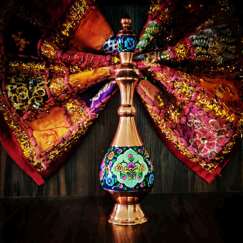Decoratieve Koperen Fles Perzisch Minakari Emaille Parvaz