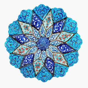 Decoratieve Koperen Schotel Handgeschilderd met Perzische Minakari Emaille Abtin
