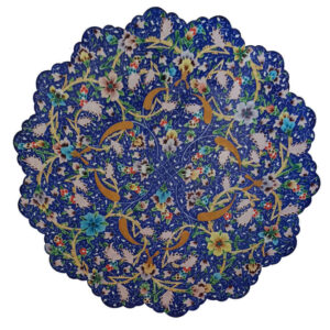 Decoratieve Koperen Schotel Handgeschilderd met Perzische Minakari Emaille Alvand Bloemmotief