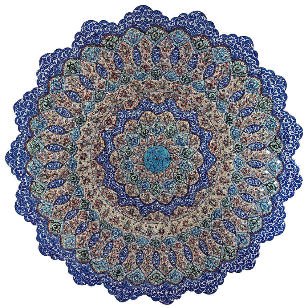 Decoratieve Koperen Schotel Handgeschilderd met Perzische Minakari Emaille Azad