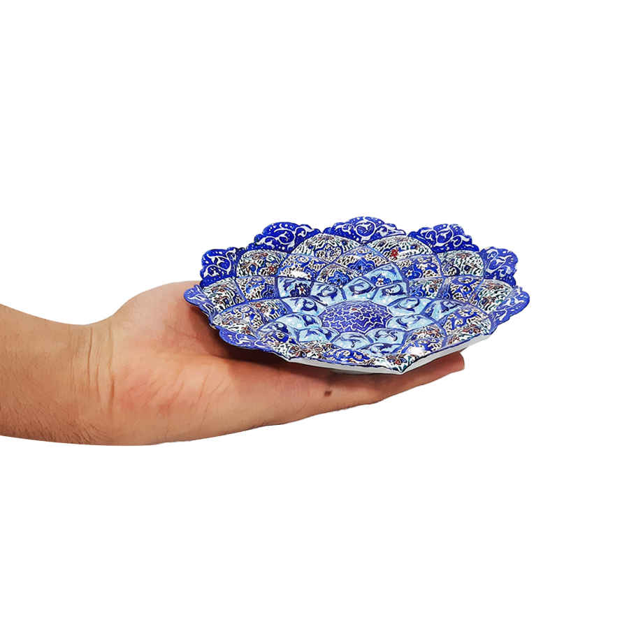 Decoratieve Koperen Schotel Handgeschilderd met Perzische Minakari Emaille Bardia