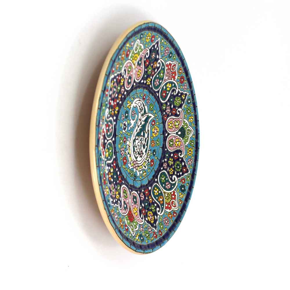 Decoratieve Aardewerk Schotel Handgeschilderd met Perzische Minakari Emaille Paisley