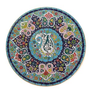 Decoratieve Aardewerk Schotel Handgeschilderd met Perzische Minakari Emaille Paisley