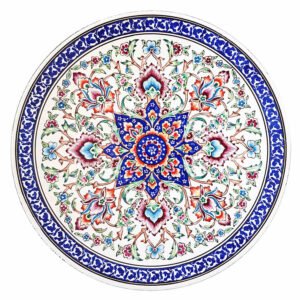 Decoratieve Koperen Schotel Handgeschilderd met Perzische Minakari Emaille Sahar