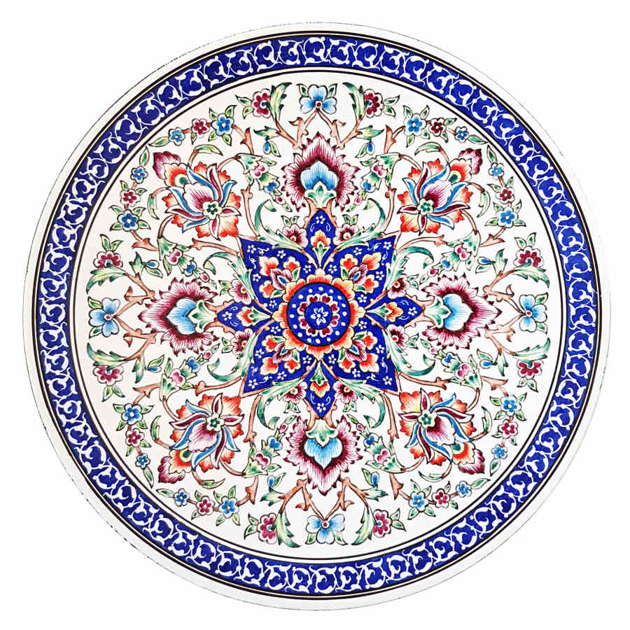 Decoratieve Koperen Schotel Handgeschilderd met Perzische Minakari Emaille Sahar